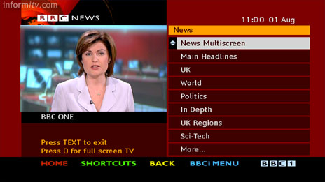 BBCi Text service on Freeview - News