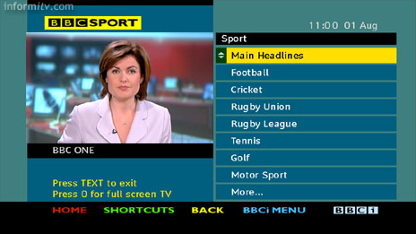 BBCi Text service on Freeview - Sport