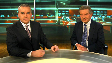 Huw Edwards with Richard Baker. Photo: BBC