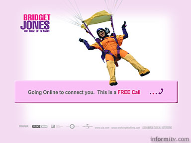 Splash screen of interactive television advert for Bridget Jones: The Age of Reason (UIP)