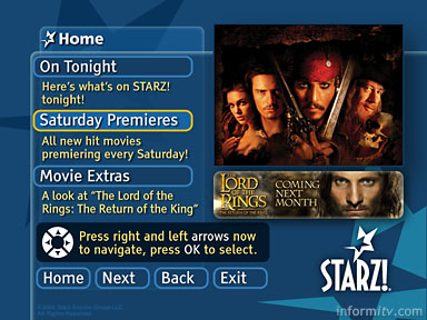 Starz OCAP movie application