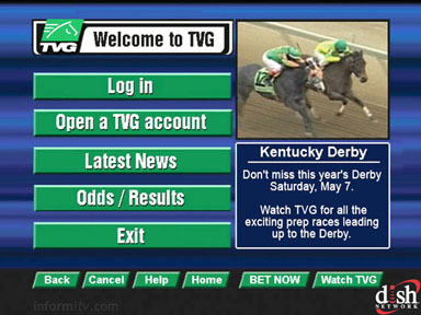 TVG interactive horse racing channel on EchoStar Dish Network
