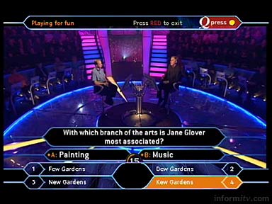 Who Wants to be a Millionaire? interactive application. Celador for ITV.