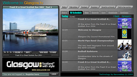 glasgow.tv broadband video service powered by NarrowStep TV in a box