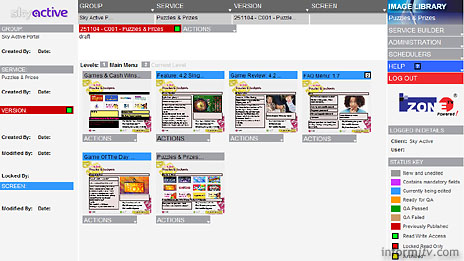 Tamblin i-Zone web browser-based content management screen