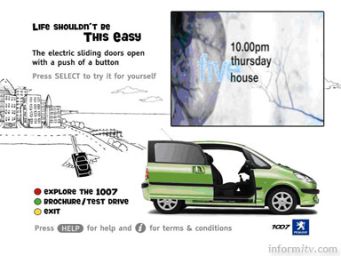 Peugeot sponsorship promotion on Five developed by Emuse