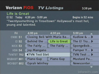 Verizon FiOS TV Interactive Programme Guide