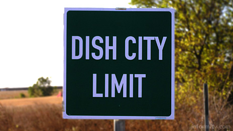 Dish City Limit - The town of Clark changed its name to Dish to promote the Echostar Dish Network satellite television service. Photo: Echostar