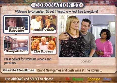 Coronation Street interactive television application available on ITV.