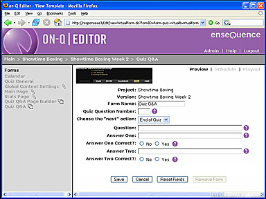 The on-Q Publish Editor allows web-based editing of the content of interactive television applications.