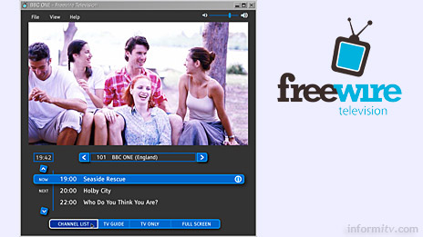 Freewire TV offers broadcast over broadband. The downloadable Freewire PC client displays multicast streams, complete with electronic programme guide.