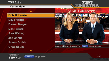  Bell ExpressVu TSN Extra interactive television service.