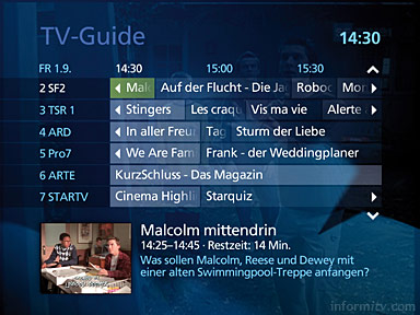 The electronic programme guide for the Bluewin service is based on Microsoft IPTV Edition software.