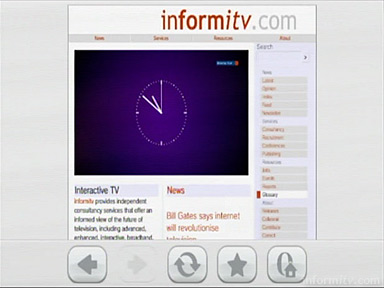 Browsing the informitv.com web site on a Nintendo Wii games console using the built-in Opera web browser.