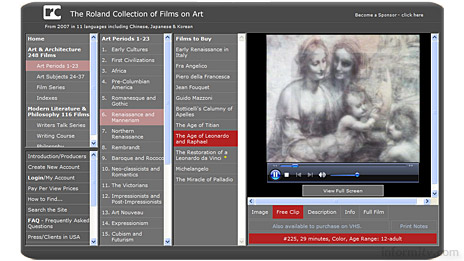 Videos from the Roland Collection of art films are being made globally available over broadband.