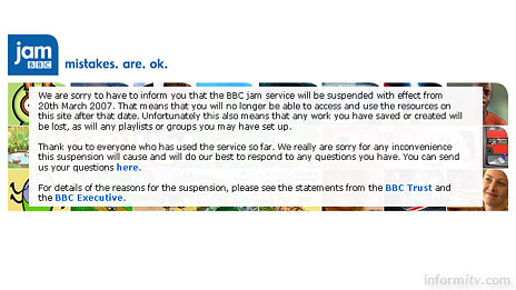 The BBC Jam national curriculum service has been suspended following complaints to the European Commission.