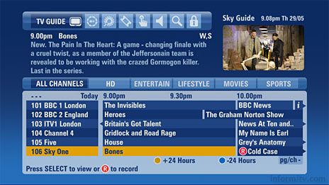 BSkyB is currently testing a new improved electronic programme guide.