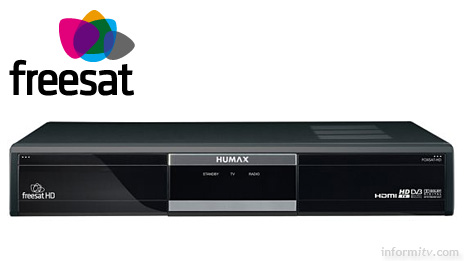 A Freesat high-definition set-top box from Humax, one of a number of suppliers that will support the launch of retail satellite receivers under the Freesat brand which is backed by the BBC and ITV in the United Kingdom.