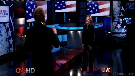 CNN correspondent Jessica Yellin is beamed into the studio on election night.