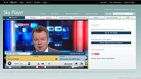 The Sky Player online video player is now based on Microsoft Silverlight.