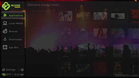 The Boxee interface has been streamlined to separate online services and local media.