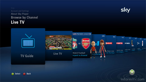 Sky programming will be available on the Microsoft Xbox.