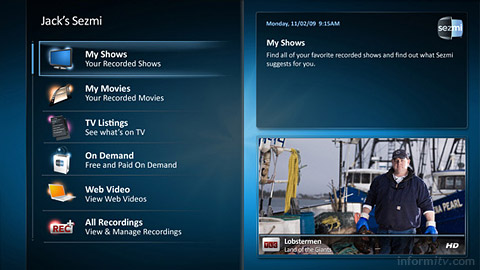 The personalised Sezmi guide blends broadcast and broadband delivered programming to offer an alternative to cable or satellite.