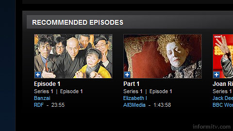 The recommendations of the MSN Video Player.