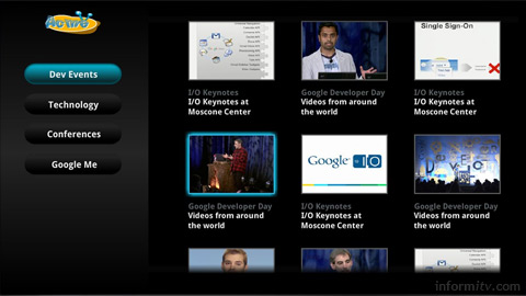 Google TV templates allow developers to create web sites that are optimised for use with a remote control.