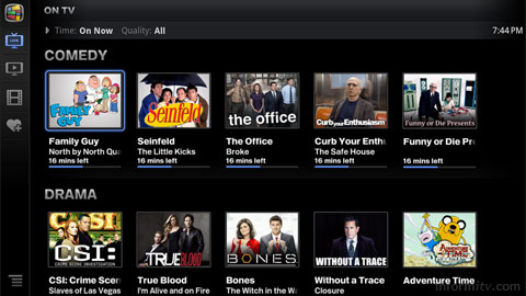 Google TV menu for television and movies.