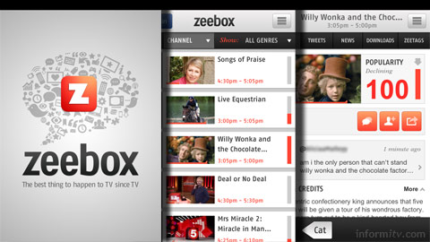 Zeebox is now available on the Apple iPhone and iPod Touch, in addition to the iPad.