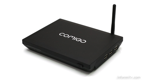 Comigo hybrid set-top box combines broadband and broadcast services and integrates with social applications.