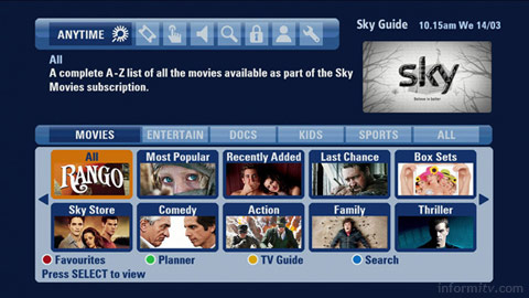  Sky cleared over movie market monopoly. Screenshot of Sky Anytime+ Movies.