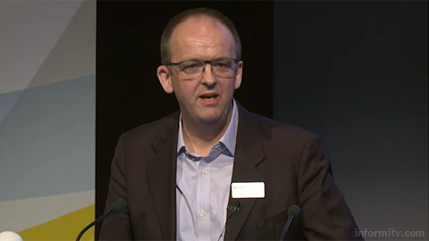 Nick Thexton of Cisco speaking at The Great Connected Television Debate. Image courtesy IBC/IET.