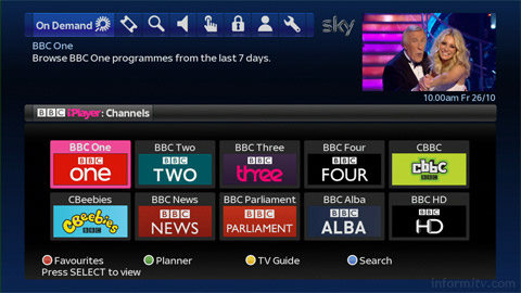 BBC iPlayer on Sky+.