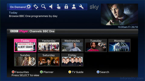 BBC iPlayer on Sky+.
