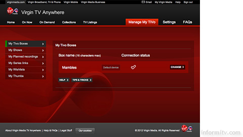 The Virgin TV Anywhere online service from Virgin Media.