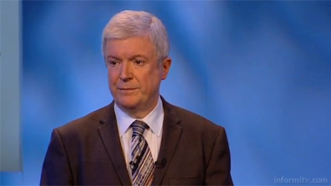 Tony Hall, the director general of the BBC, speaking at the BBC Radio Theatre in London, places the iPlayer at the heart of his vision for the future of the organisation. Source: BBC