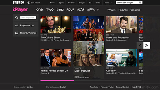 BBC iPlayer home screen