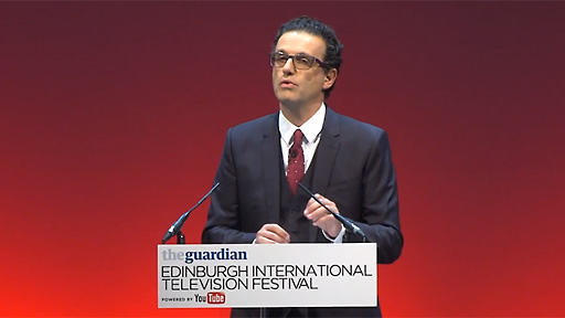 David Abraham delivering The James MacTaggart Memorial Lecture at the Edinburgh International Television Festival.