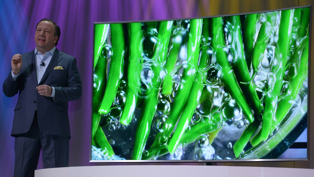 Samsung demonstrates High Dynamic Range with its SUHDTV in a press conference at the 2015 International CES. Photo: CES.