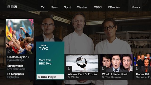 BBC Red Button+ service, accessible through the red button on the remote control of supported devices and displays.