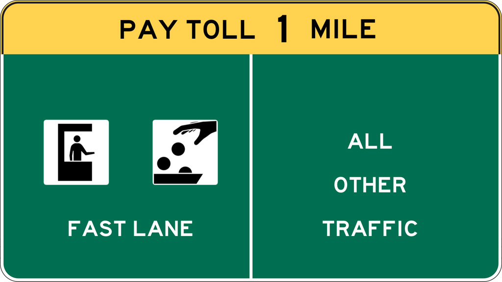 Fast Lane toll sign graphic. informitv.