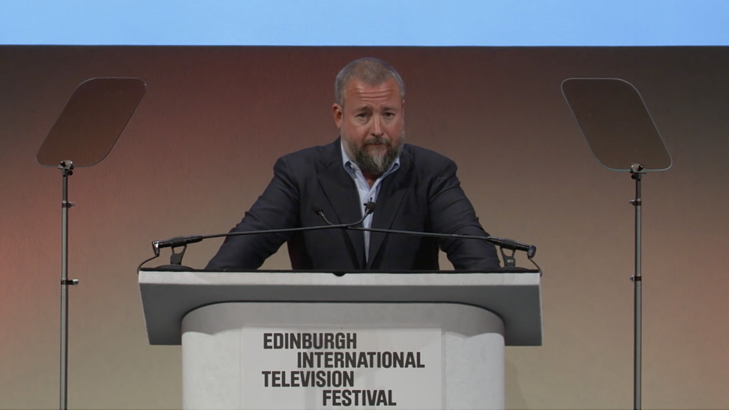 Shane Smith, the chief executive of Vice Media, presenting the annual MacTaggart Lecture at the Edinburgh International Television Festival 2016.