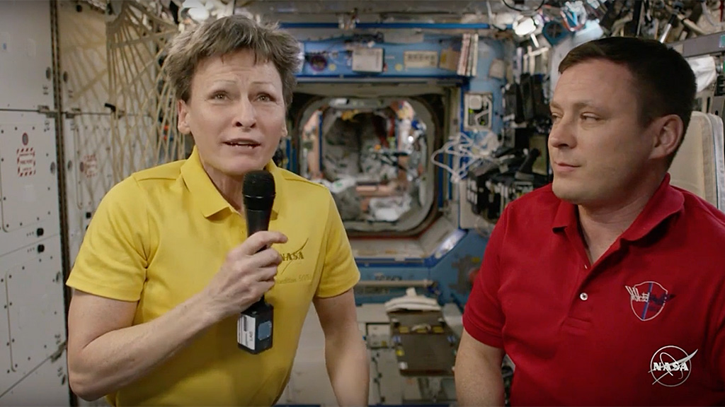 Live relay from International Space Station with NASA astronauts Peggy Whitson and Jack Fischer.