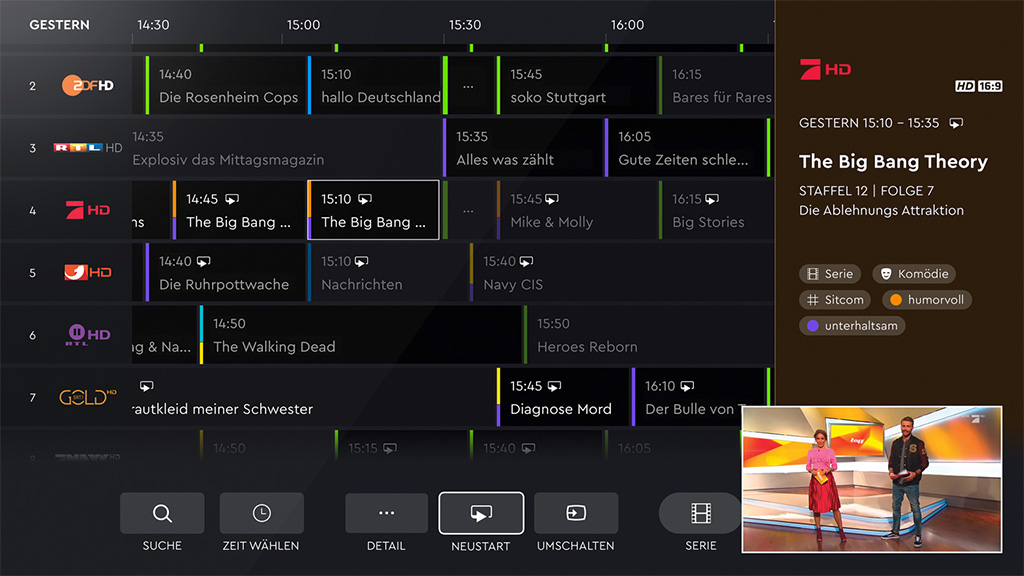 HD+ HbbTV  operator app on a Panasonic 2019 OLED UHD television