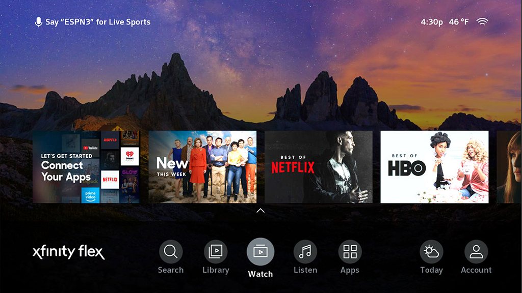 Comcast Comcast Xfinity Flex home screen