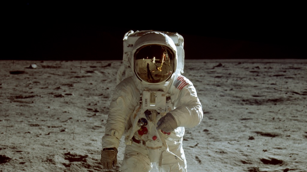Buzz Aldrin on the moon.