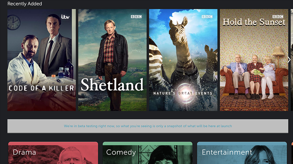 BritBox home screen - web