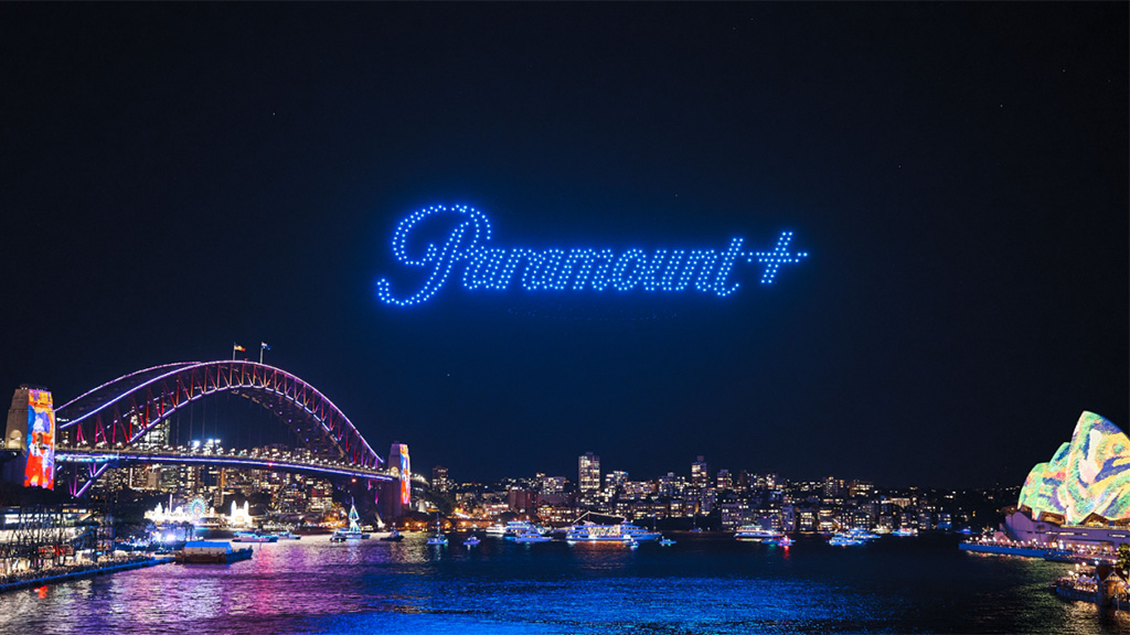 Paramount+ logo over Sydney